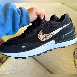 Nike Waffle Black Leopard Running Shoes